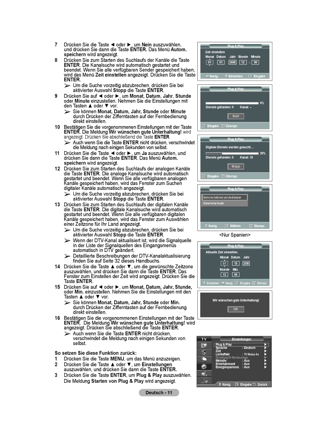 Samsung BN68-01416A-00 user manual So setzen Sie diese Funktion zurück, Drücken Sie die Taste MENU, um das Menü anzuzeigen 