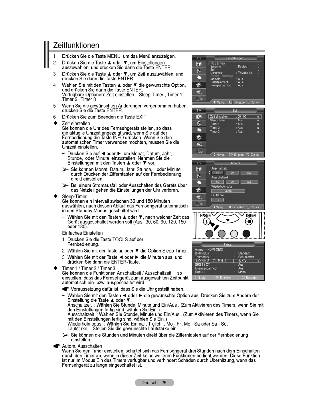 Samsung BN68-01416A-00 user manual Zeitfunktionen 