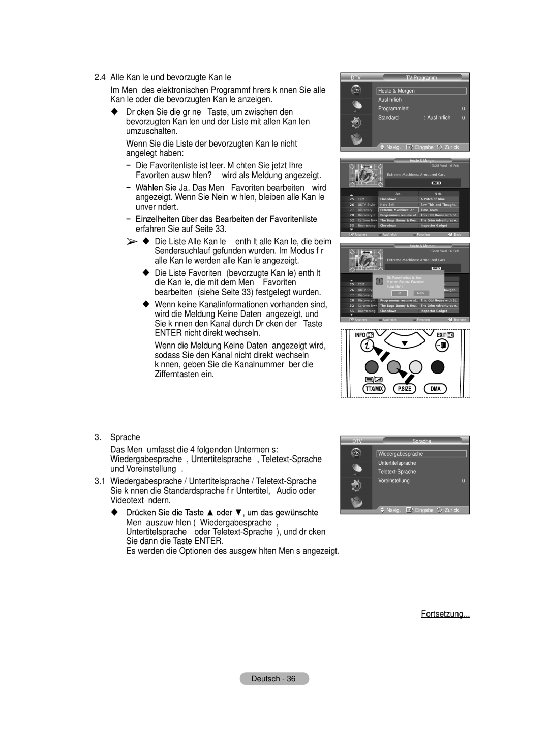 Samsung BN68-01416A-00 Sprache, Das Menü umfasst die 4 folgenden Untermenüs, Und Voreinstellung, Videotext ändern 