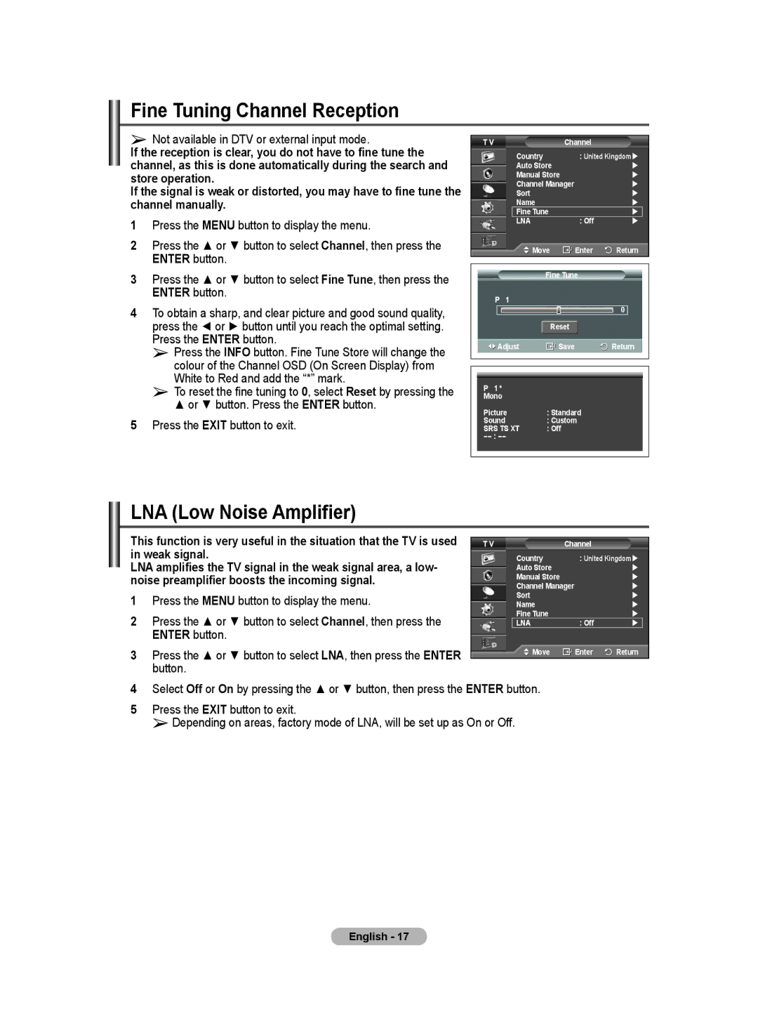 Samsung BN68-01416A-00 user manual Fine Tuning Channel Reception, LNA Low Noise Amplifier, White to Red and add the * mark 