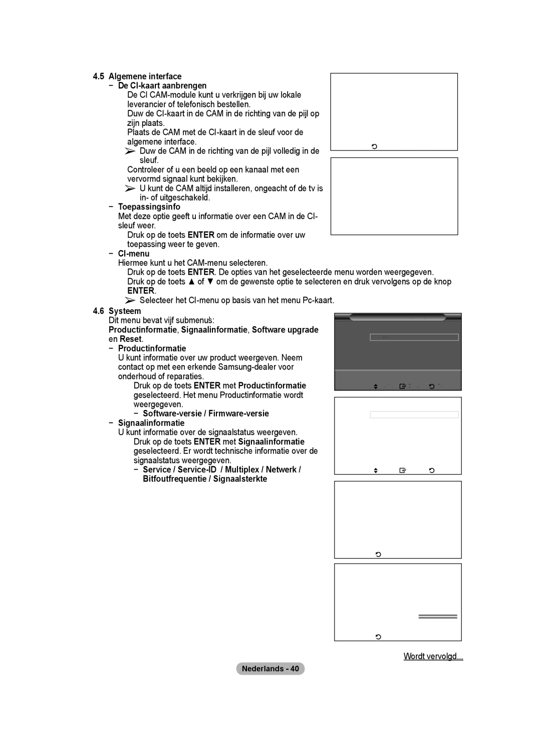 Samsung BN68-01416A-00 user manual Systeem Dit menu bevat vijf submenu’s, En Reset, Software-versie / Firmware-versie 