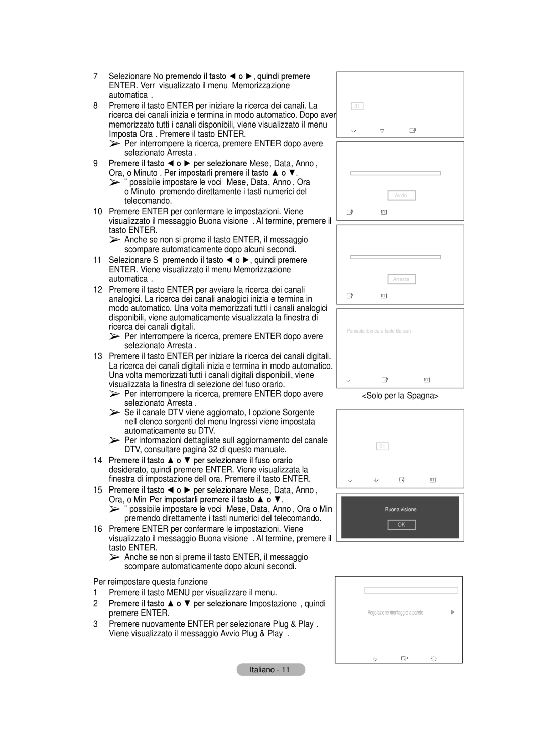 Samsung BN68-01416A-00 user manual Per reimpostare questa funzione…, Solo per la Spagna 