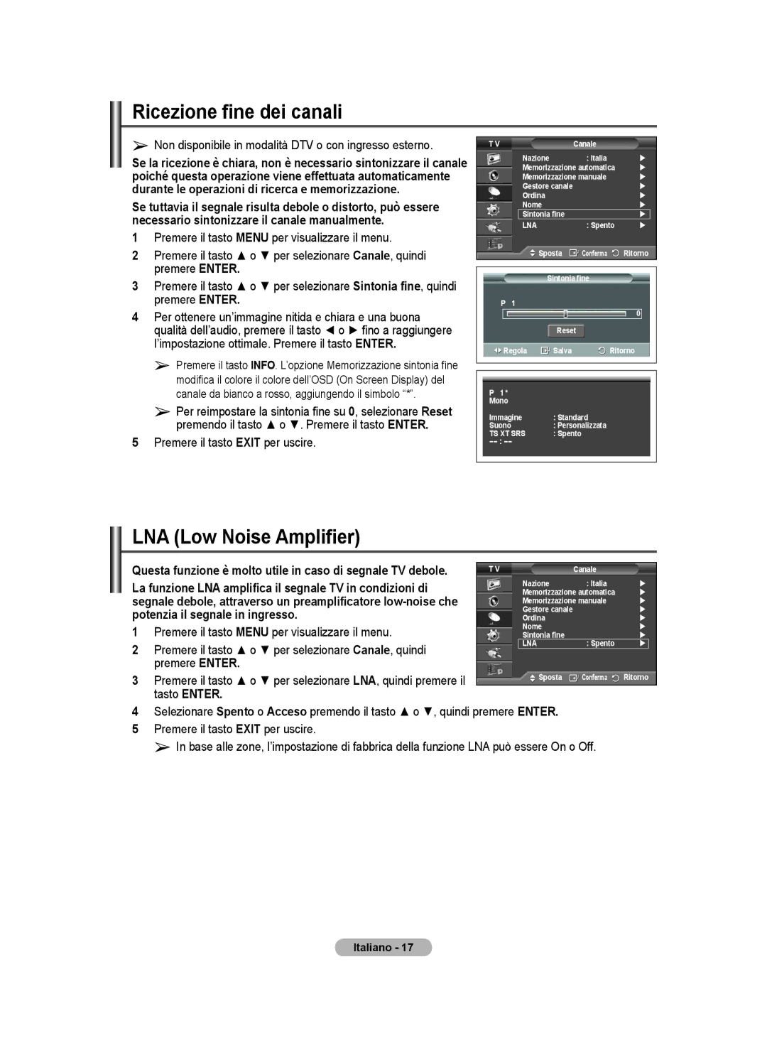 Samsung BN68-01416A-00 user manual Ricezione fine dei canali, Potenzia il segnale in ingresso, Tasto Enter 