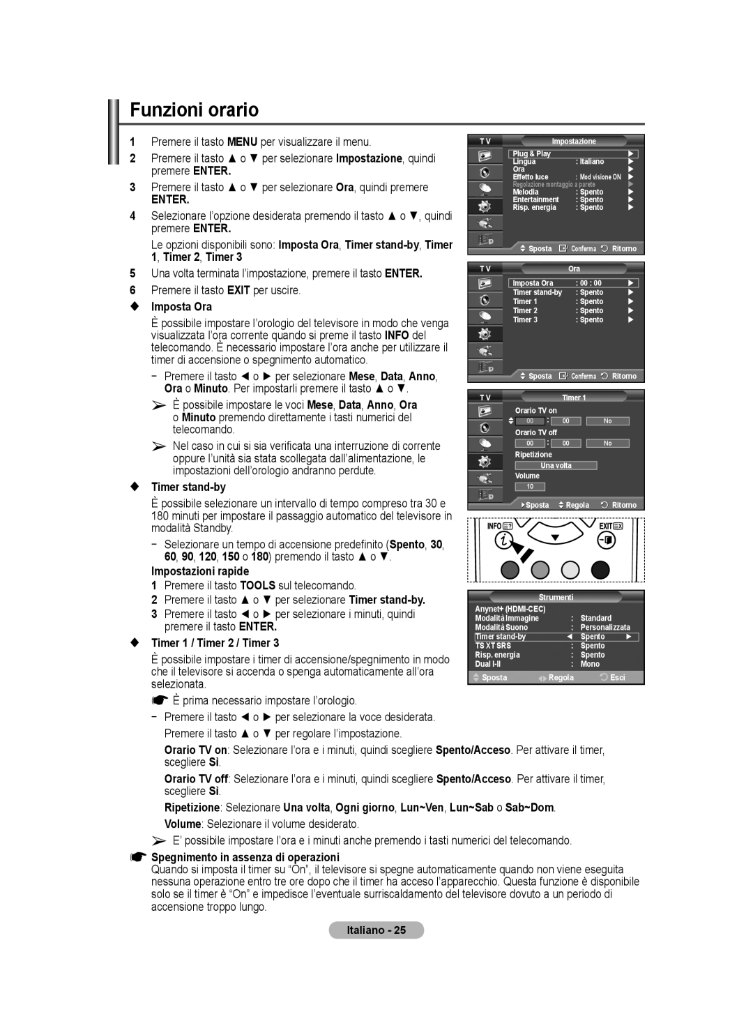 Samsung BN68-01416A-00 user manual Funzioni orario 