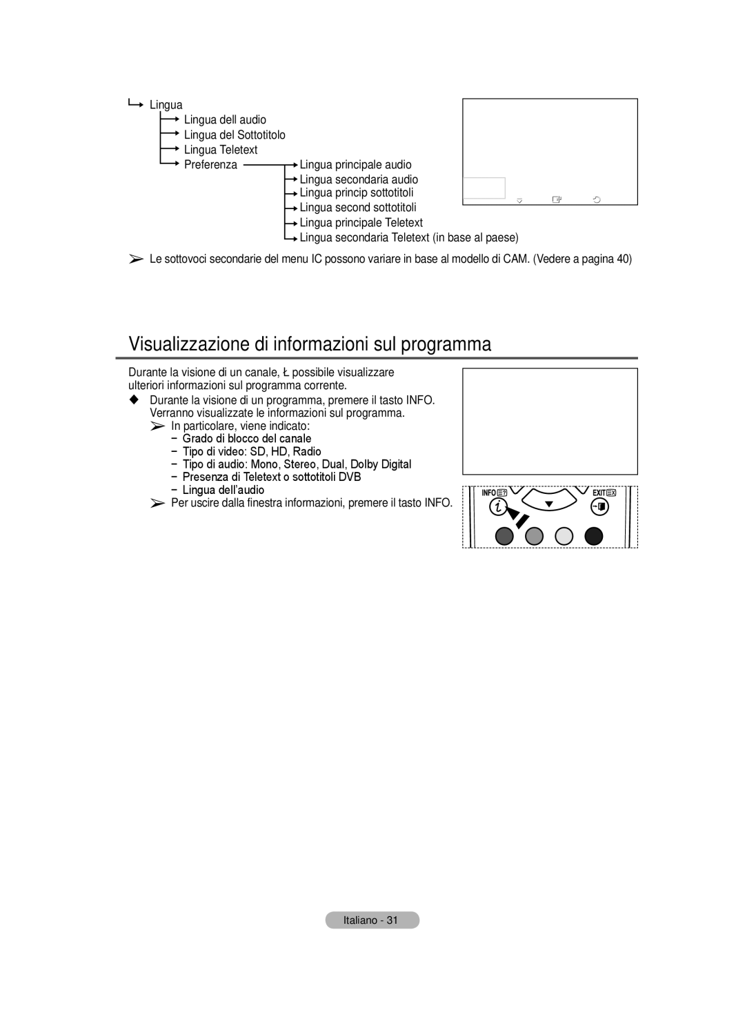 Samsung BN68-01416A-00 user manual Visualizzazione di informazioni sul programma 