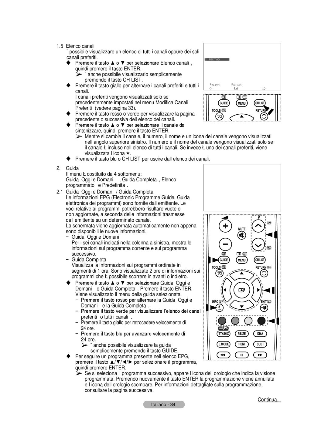 Samsung BN68-01416A-00 user manual Elenco canali, Anche possibile visualizzarlo semplicemente, Premendo il tasto CH List 