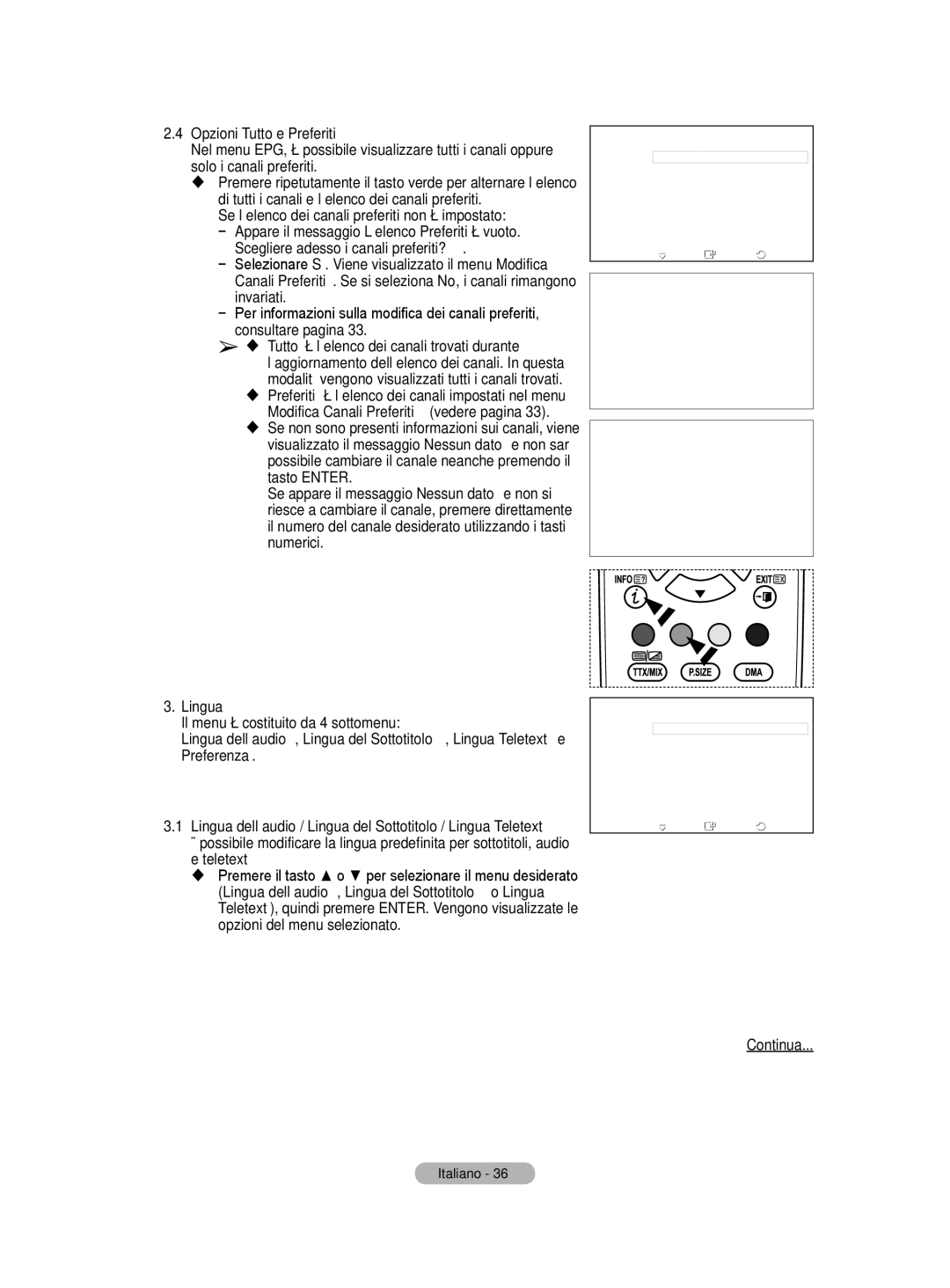 Samsung BN68-01416A-00 user manual Opzioni Tutto e Preferiti, Il menu è costituito da 4 sottomenu 