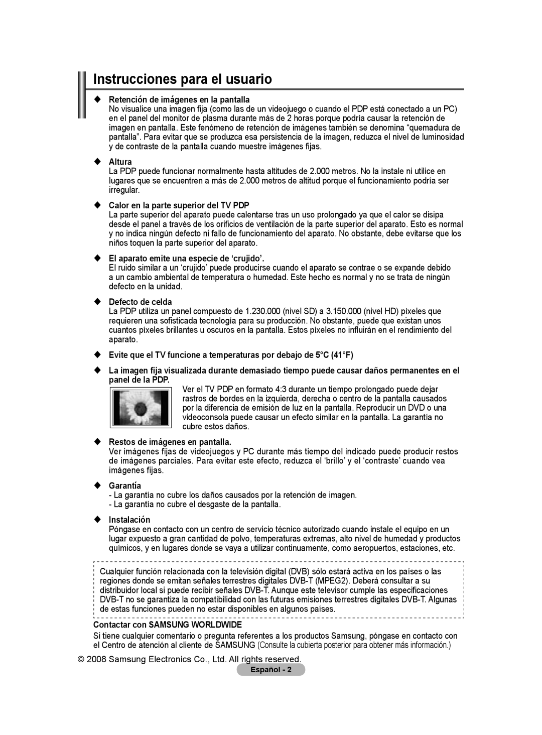 Samsung BN68-01416A-00 user manual Instrucciones para el usuario 