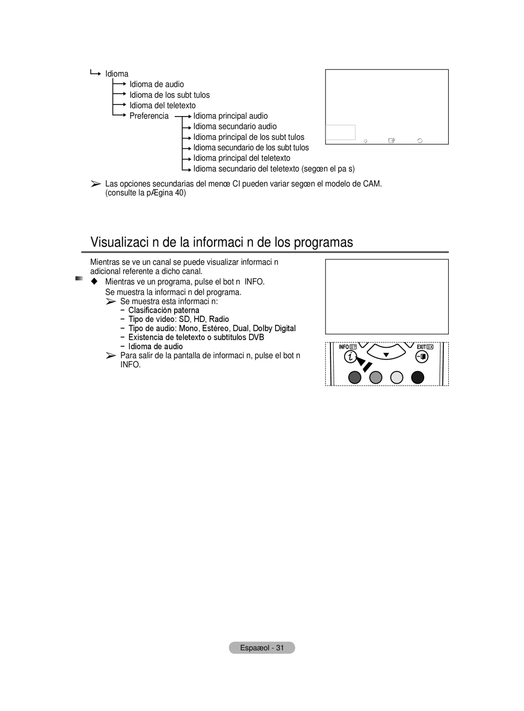 Samsung BN68-01416A-00 user manual Visualización de la información de los programas 