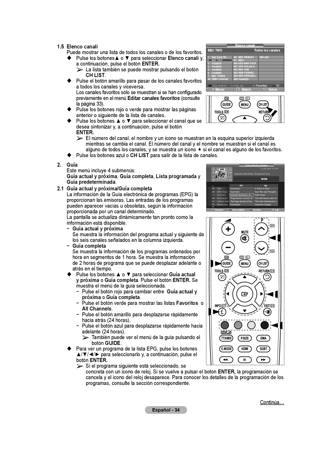 Samsung BN68-01416A-00 Todos los canales y viceversa, La página, Este menú incluye 4 submenús, Guía predeterminada 