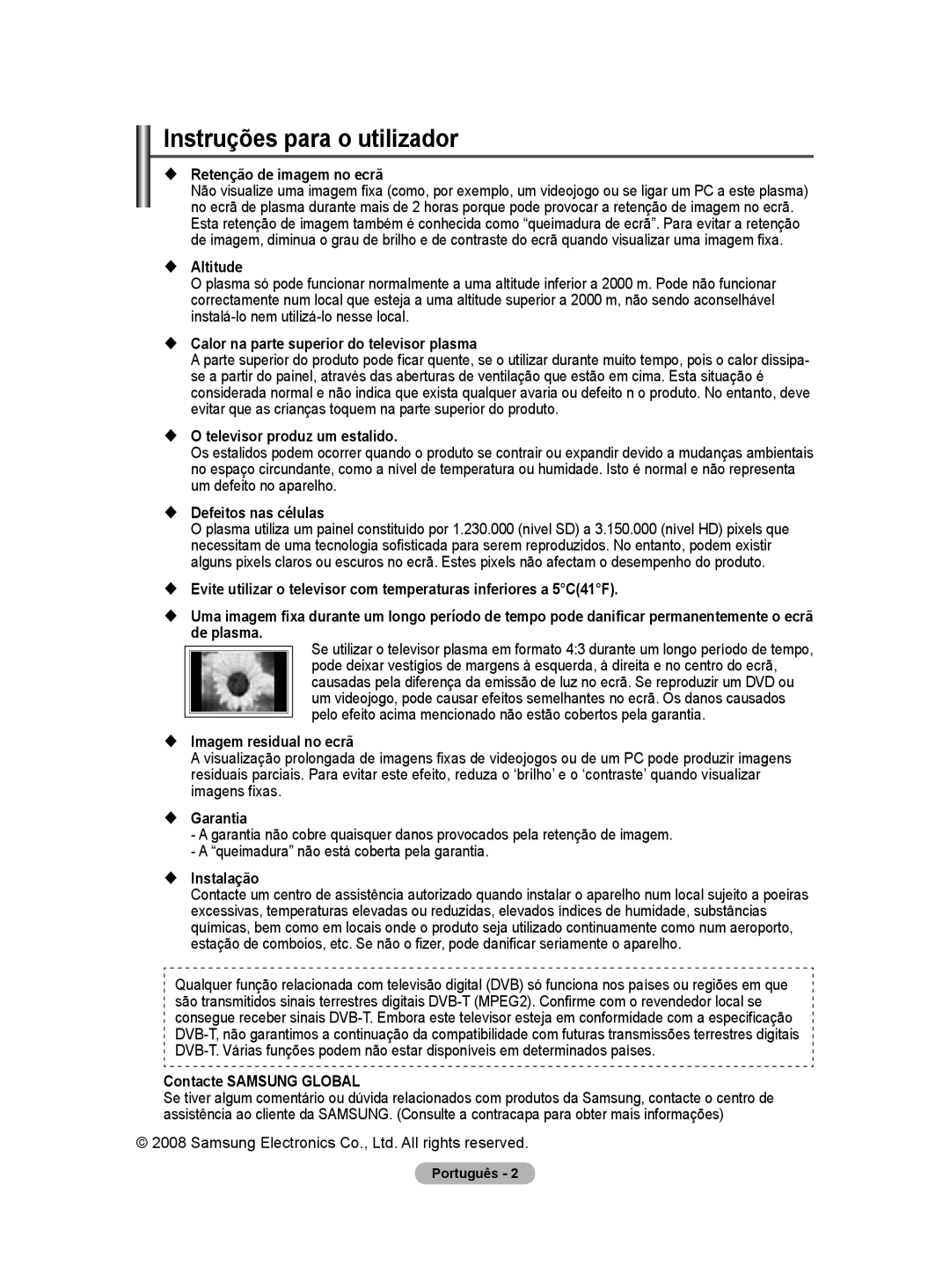 Samsung BN68-01416A-00 user manual Instruções para o utilizador 