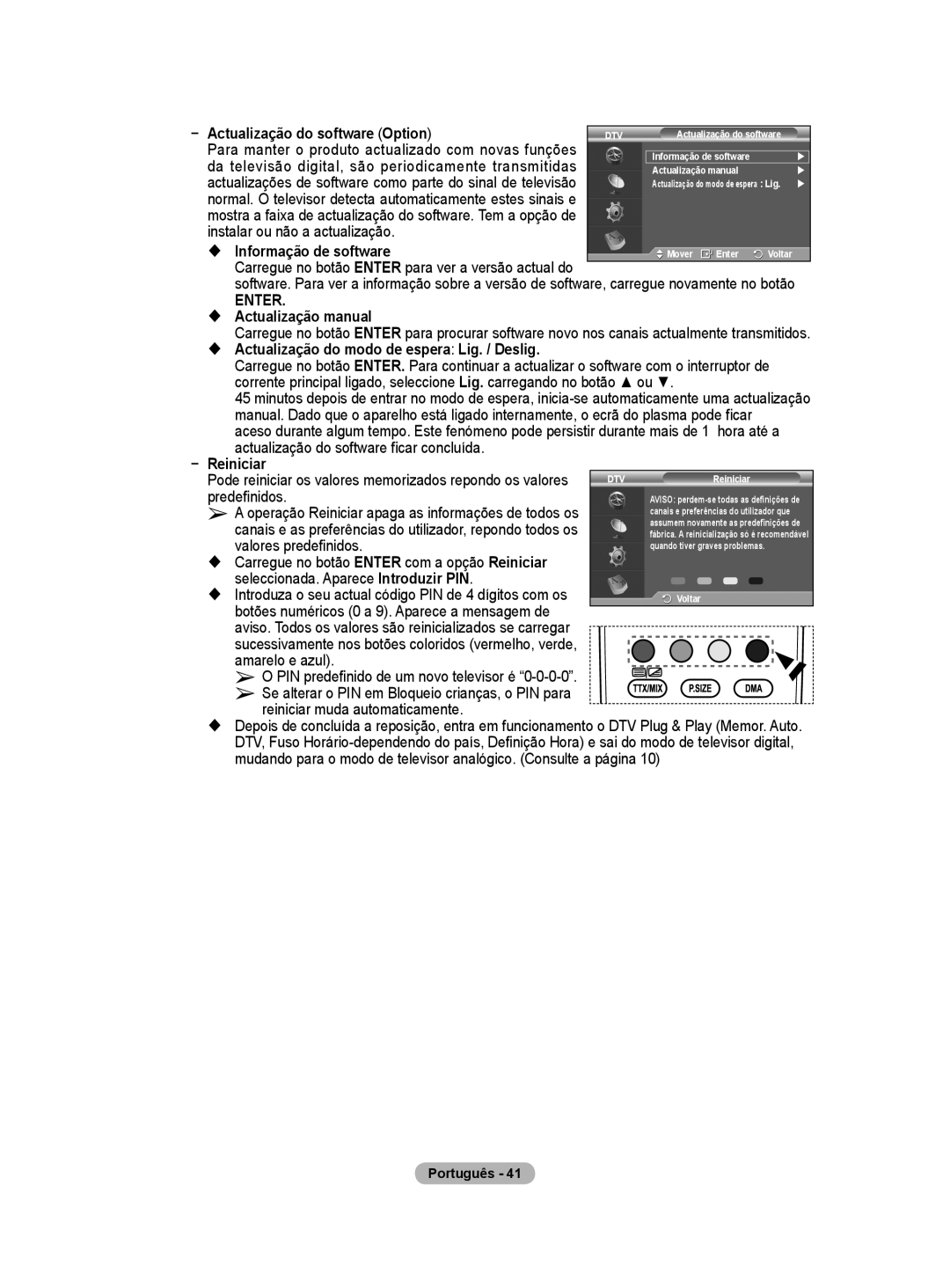 Samsung BN68-01416A-00 user manual Actualização do software Option, Da televisão digital, são periodicamente transmitidas 