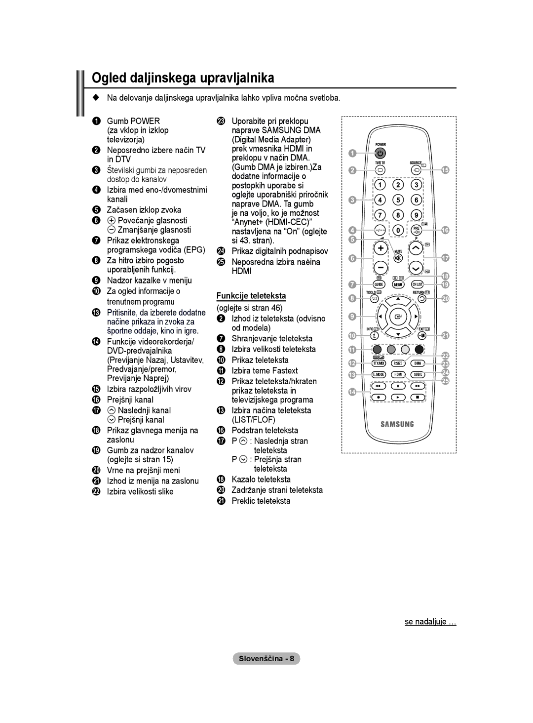 Samsung BN68-01416A-00 Ogled daljinskega upravljalnika, Neposredno izbere način TV in DTV, Nadzor kazalke v meniju 