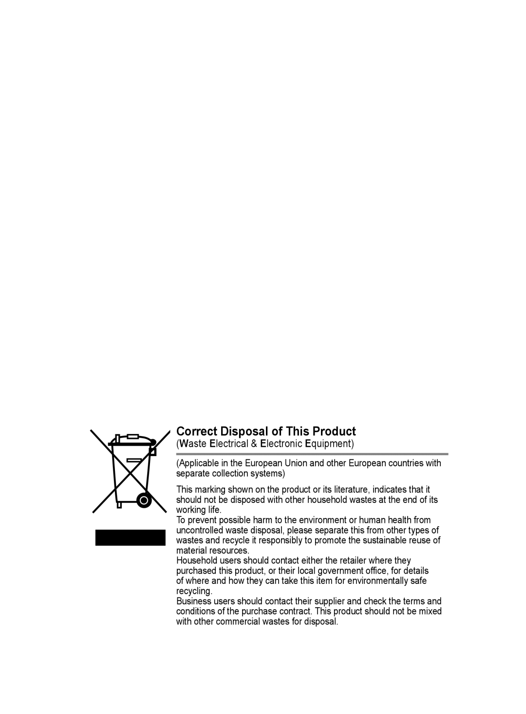 Samsung BN68-01416A-00 user manual Correct Disposal of This Product 