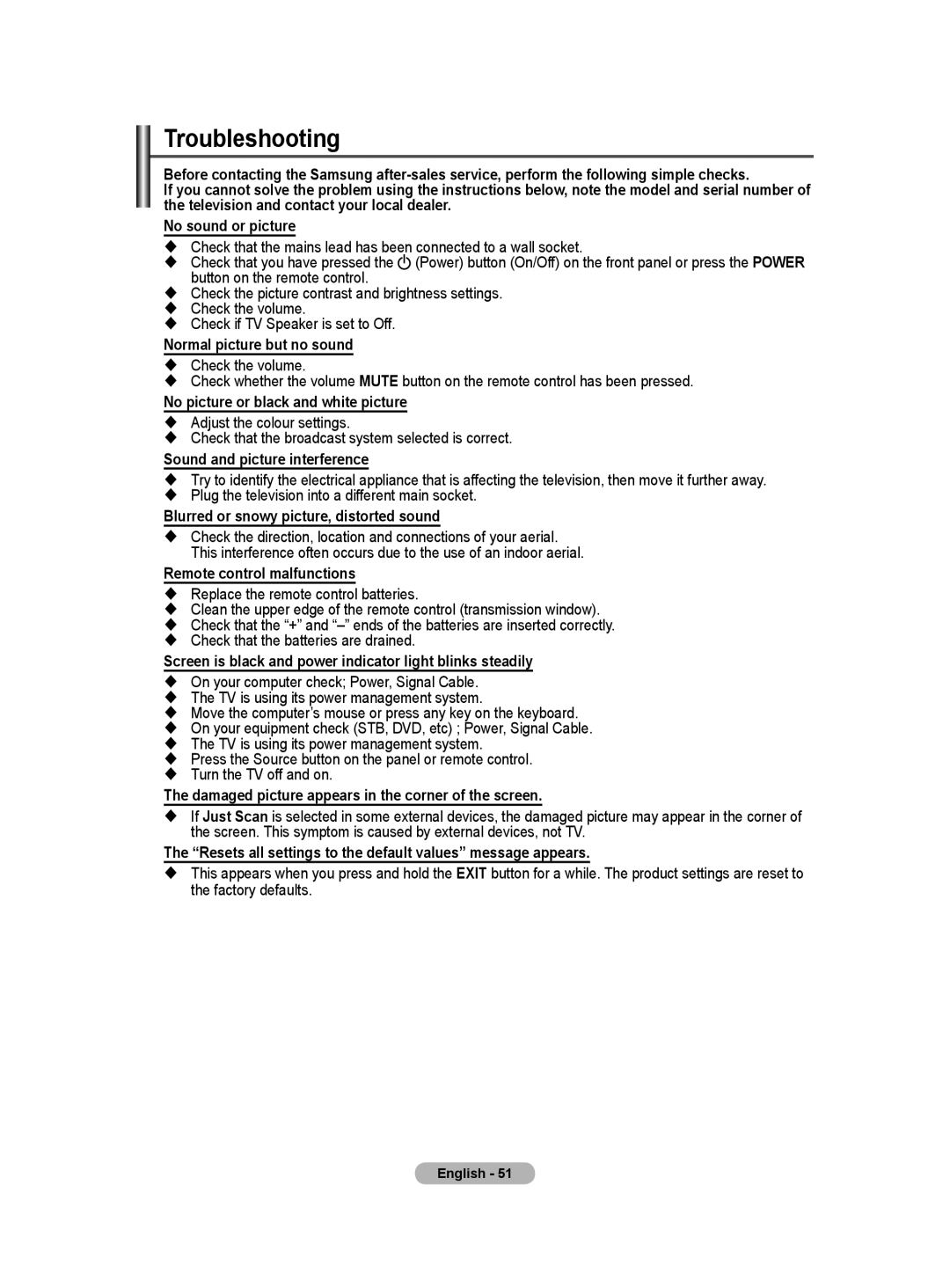 Samsung BN68-01416D-00 user manual Troubleshooting 