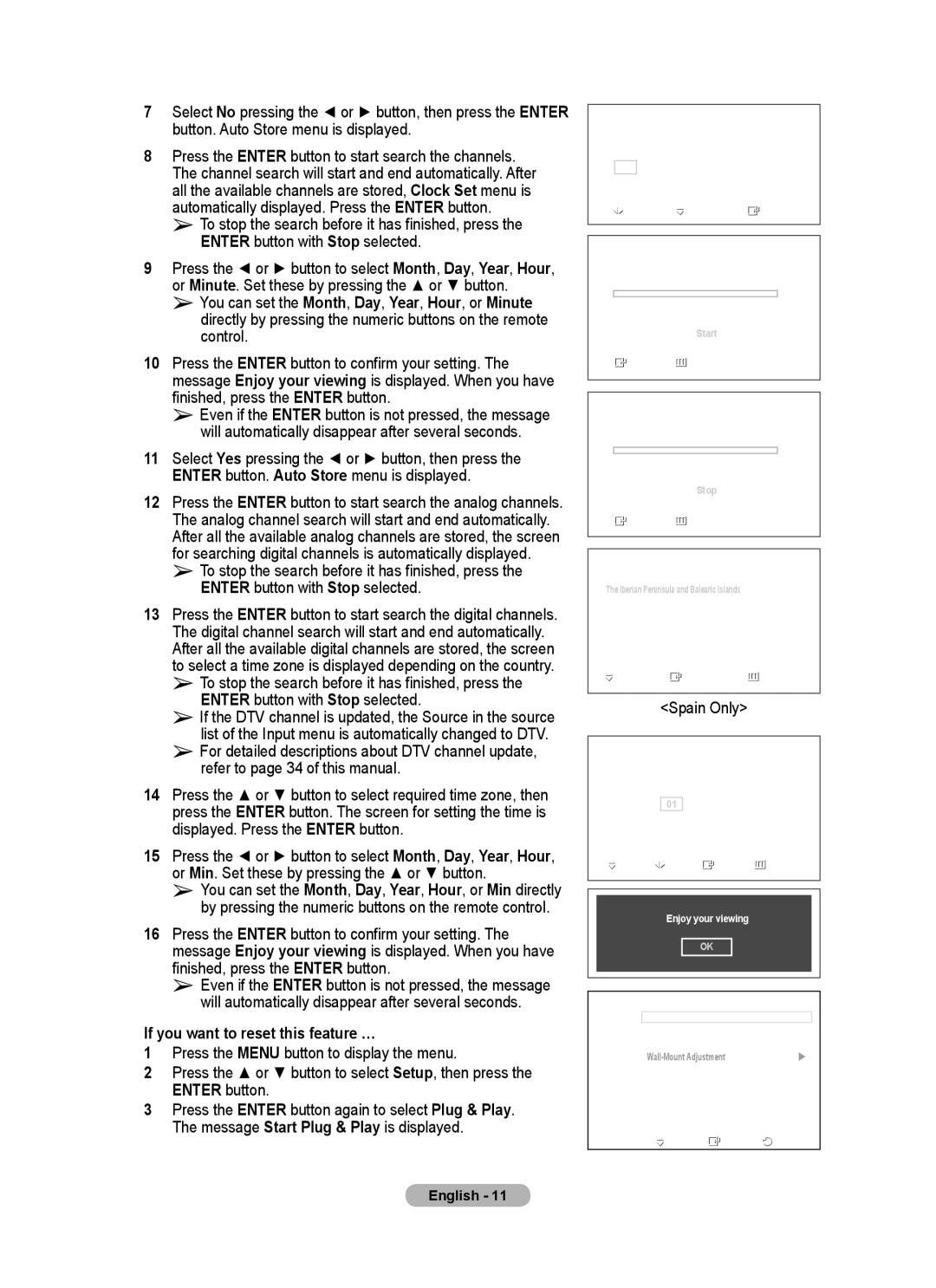 Samsung BN68-01422A-01 user manual If you want to reset this feature …, Spain Only 