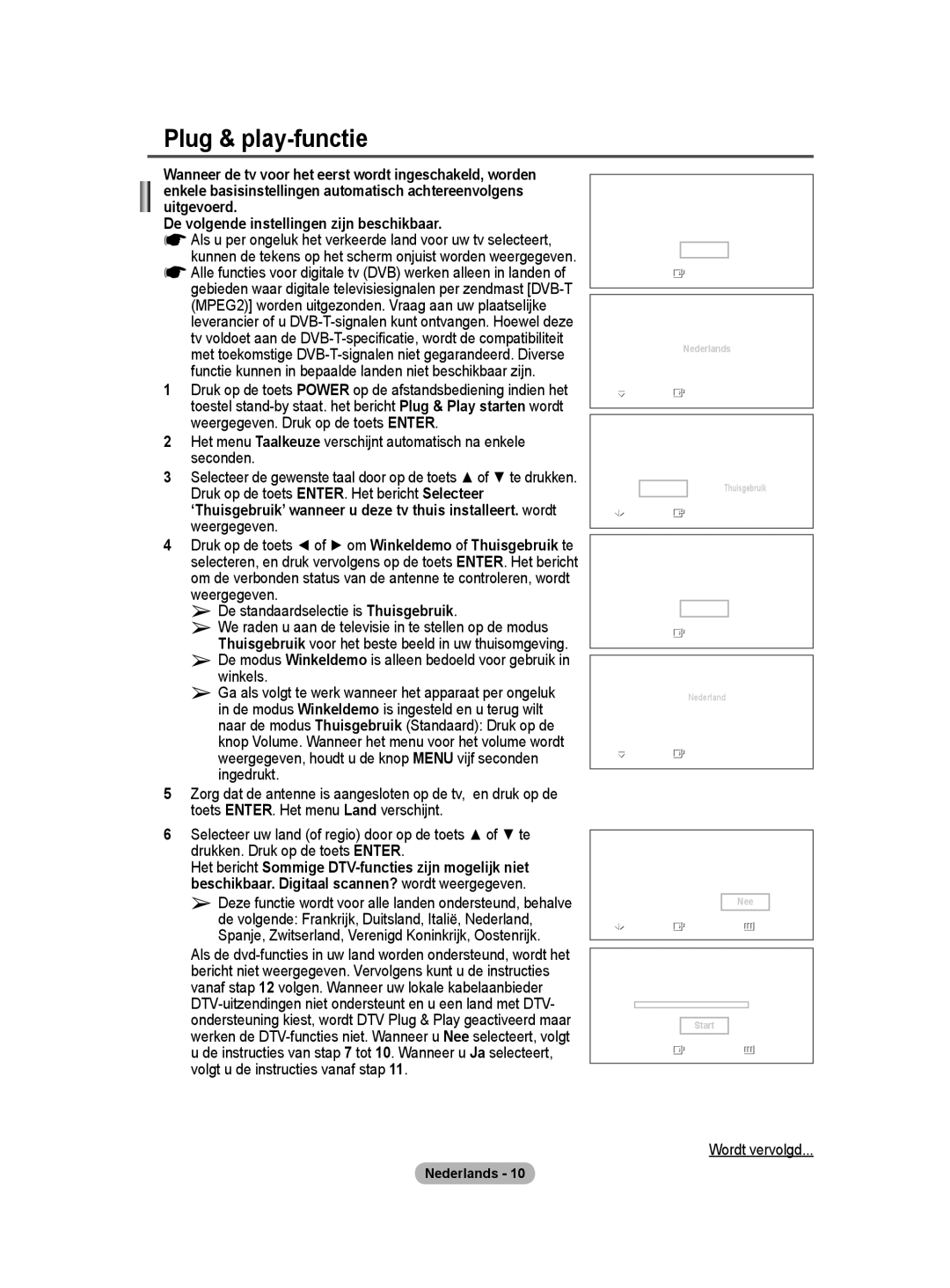 Samsung BN68-01422A-01 user manual Plug & play-functie, De volgende instellingen zijn beschikbaar 