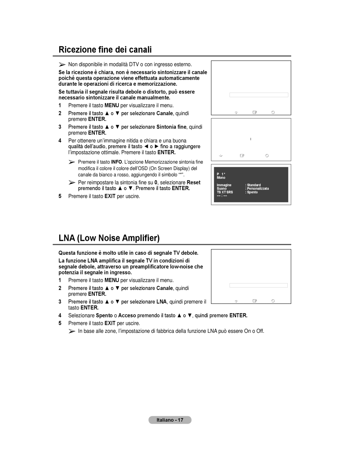 Samsung BN68-01422A-01 user manual Ricezione fine dei canali, Potenzia il segnale in ingresso, Tasto Enter 