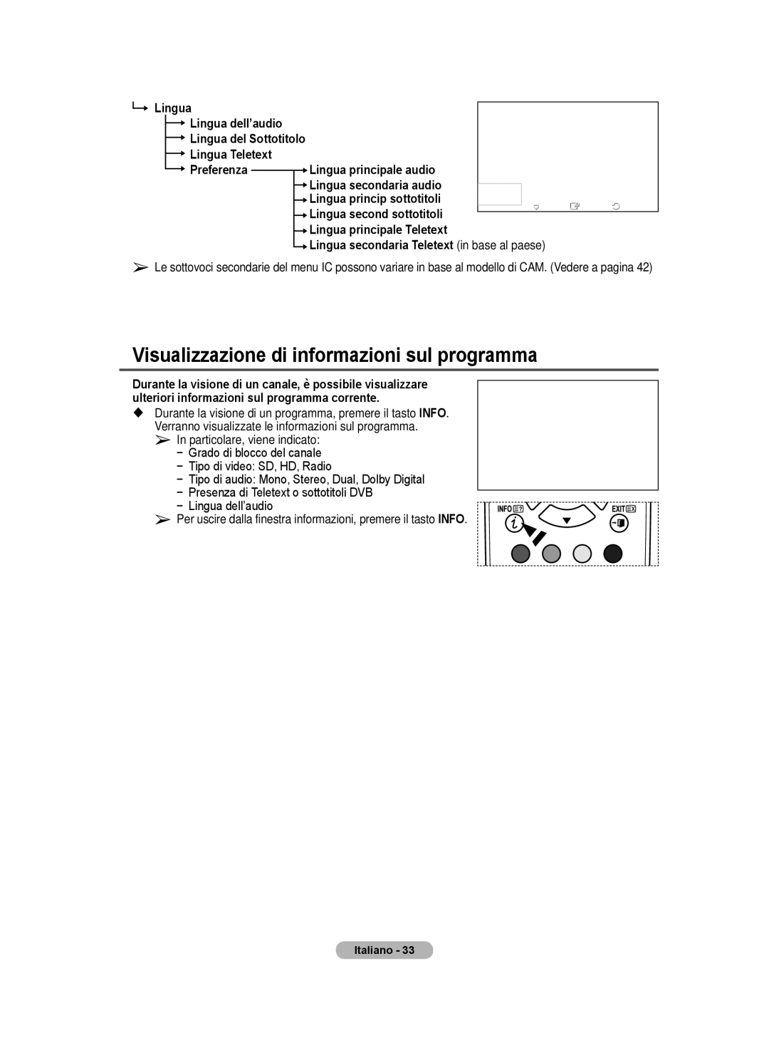 Samsung BN68-01422A-01 user manual Visualizzazione di informazioni sul programma 