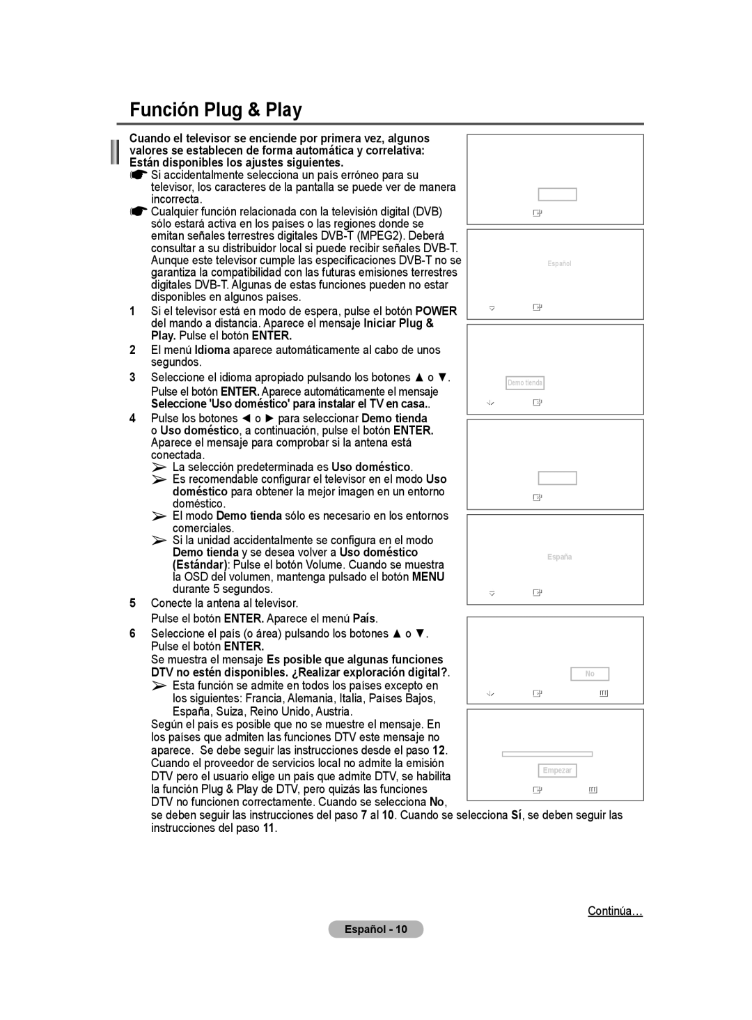 Samsung BN68-01422A-01 user manual Función Plug & Play, Están disponibles los ajustes siguientes 