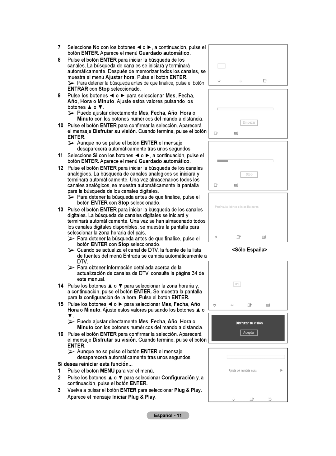 Samsung BN68-01422A-01 user manual Si desea reiniciar esta función, Pulse el botón Menu para ver el menú, Sólo España 