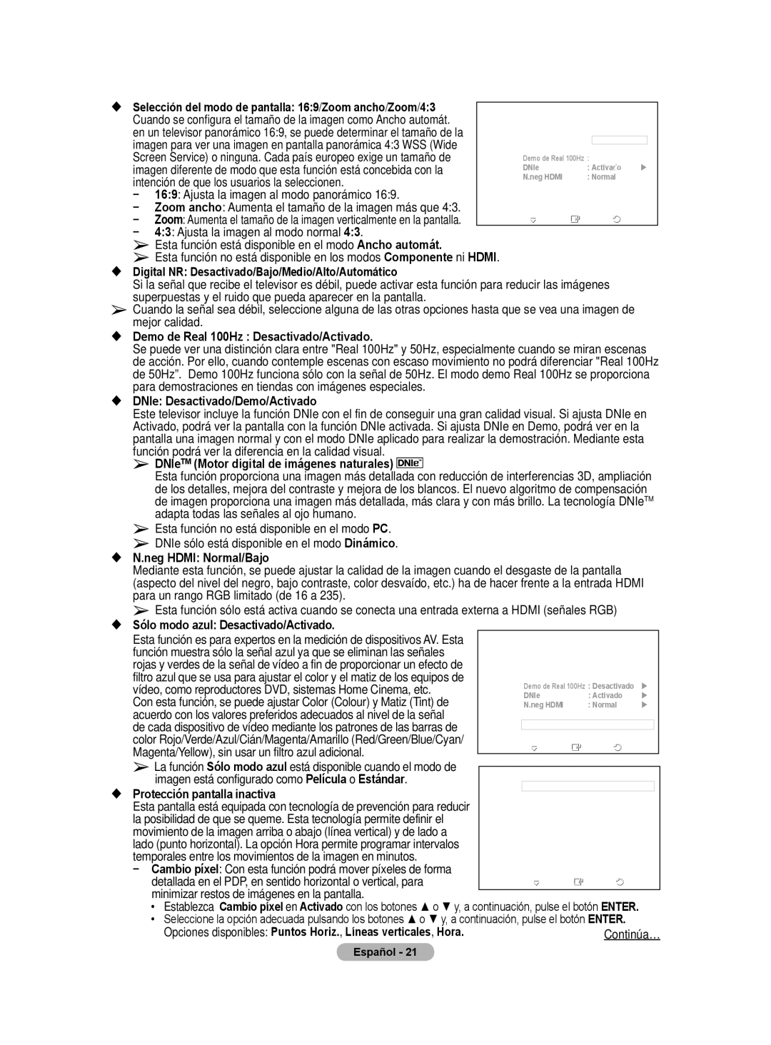 Samsung BN68-01422A-01 user manual Intención de que los usuarios la seleccionen, Ajusta la imagen al modo panorámico 