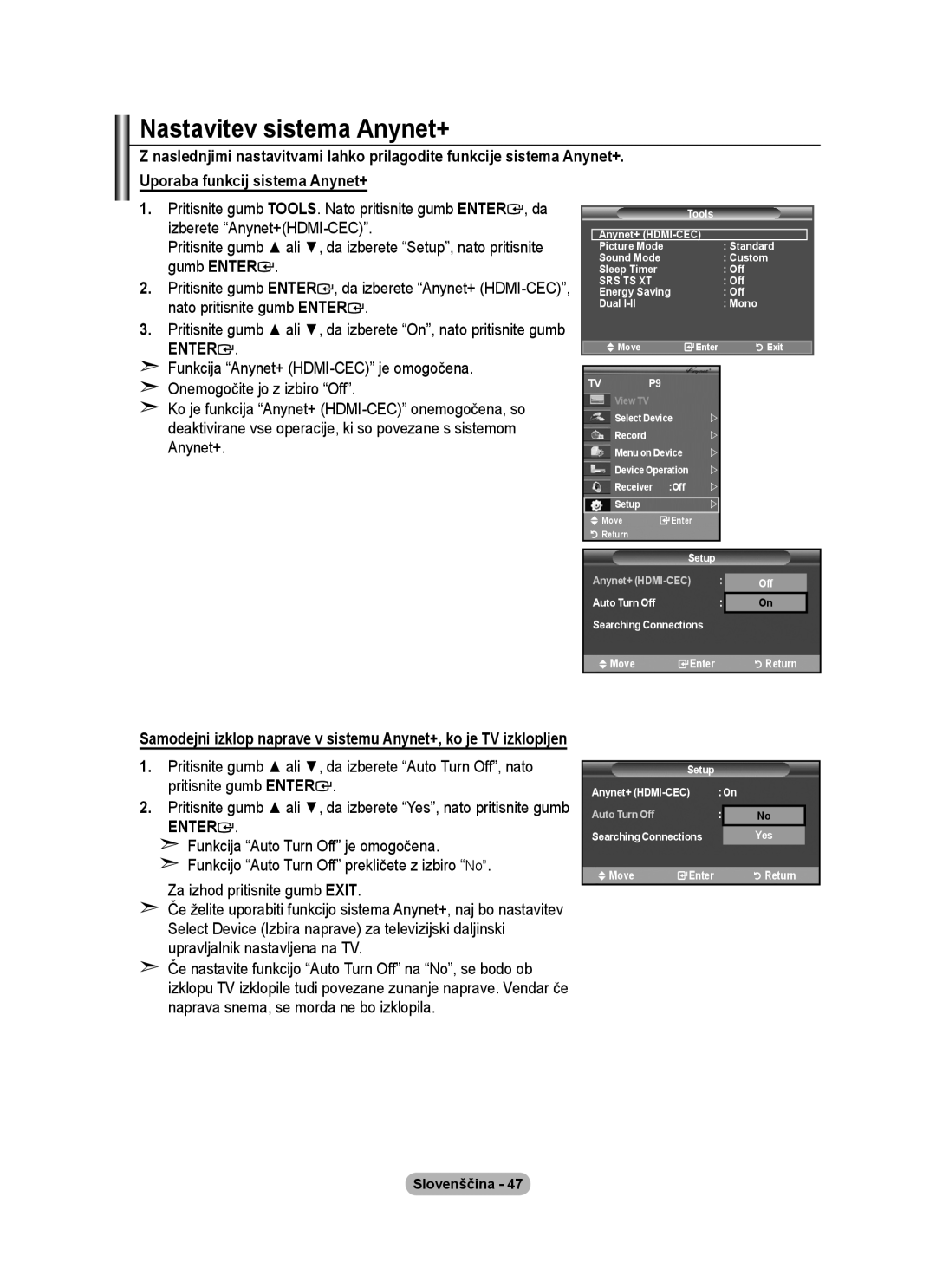 Samsung BN68-01424A-00 user manual Nastavitev sistema Anynet+, Tools Anynet+ HDMI-CEC Standard 