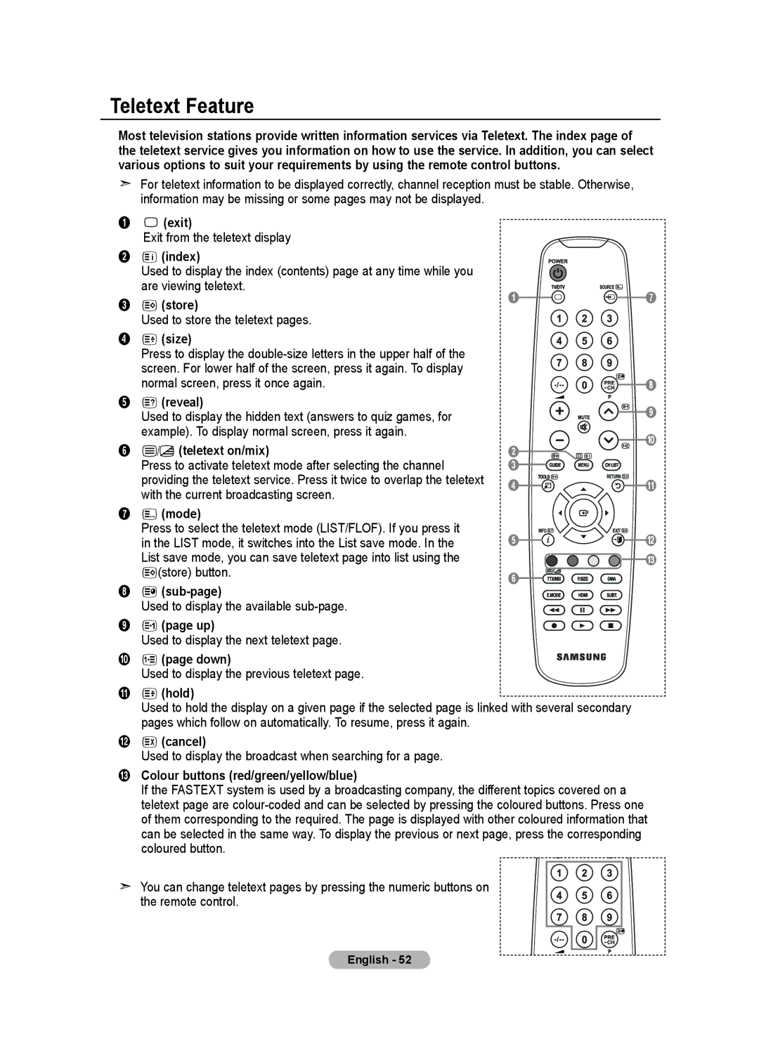 Samsung BN68-01464D-00 user manual Teletext Feature 