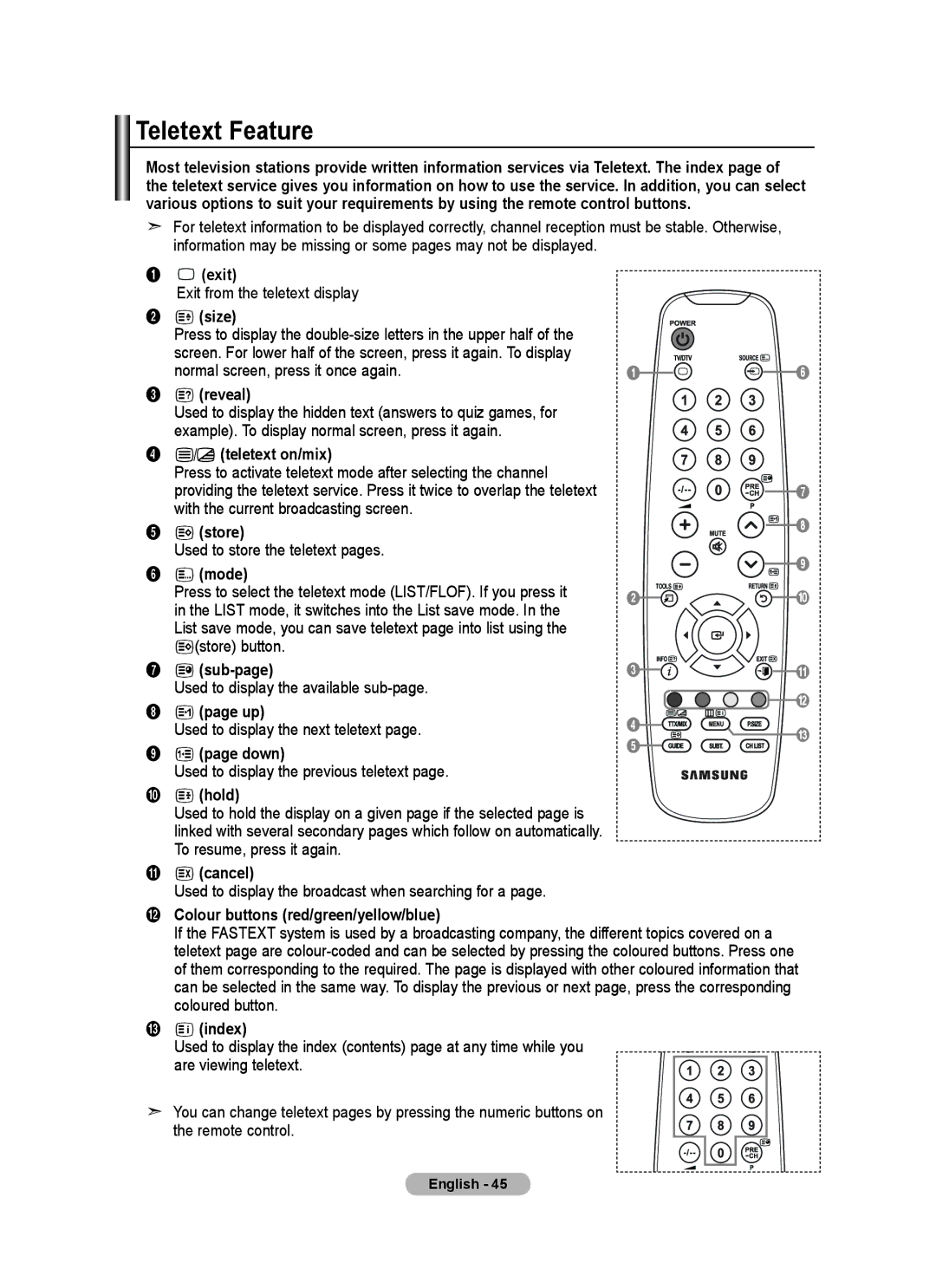 Samsung BN68-01517A-00 user manual Teletext Feature 