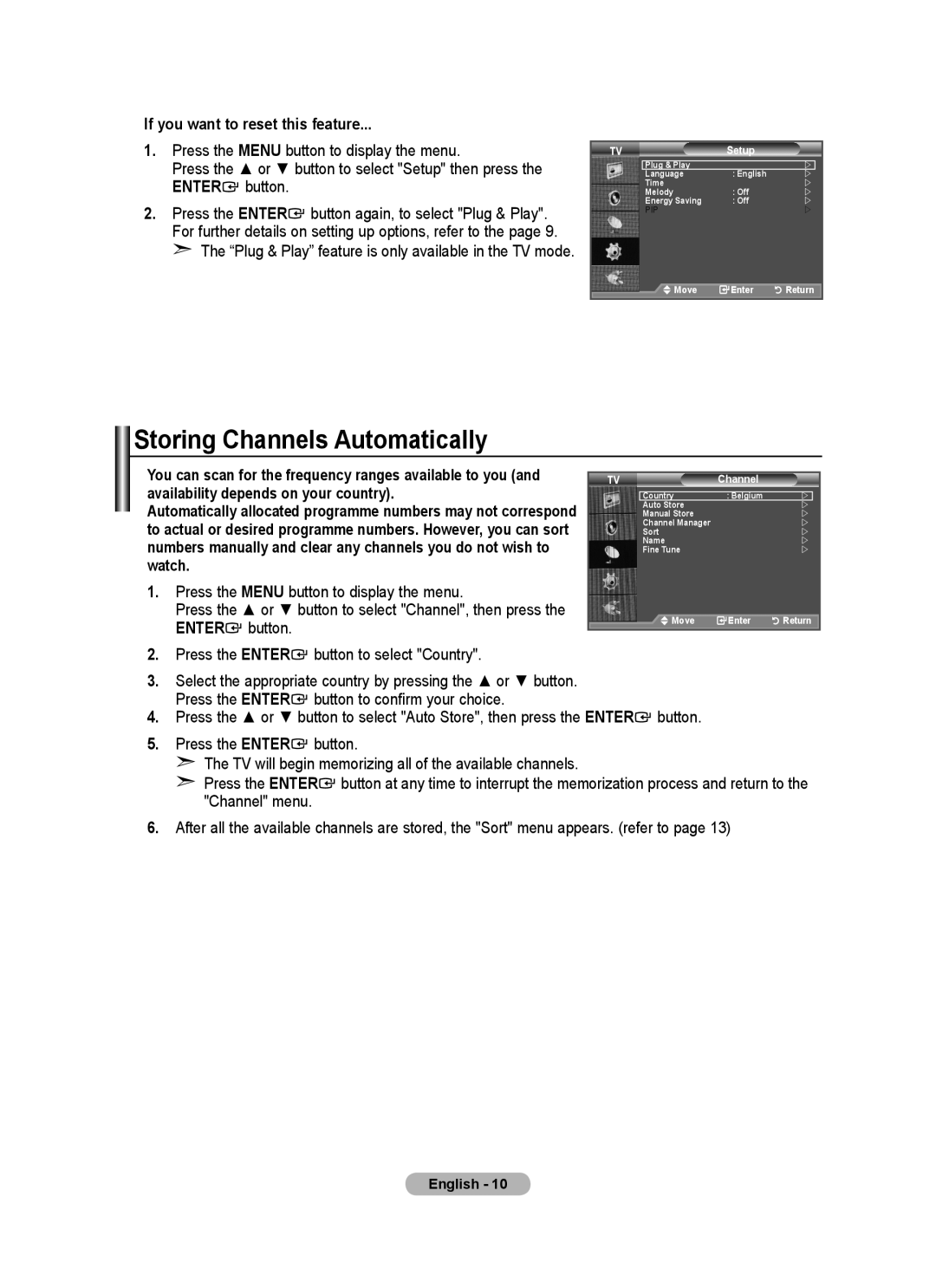 Samsung BN68-01518H-00 user manual Storing Channels Automatically, If you want to reset this feature, Setup 