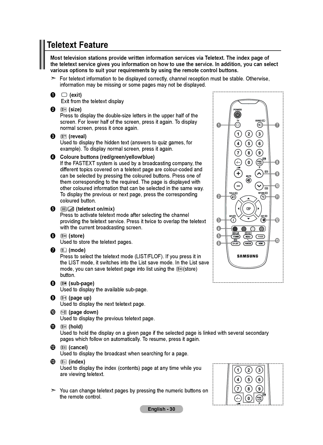 Samsung BN68-01518H-00 user manual Teletext Feature 