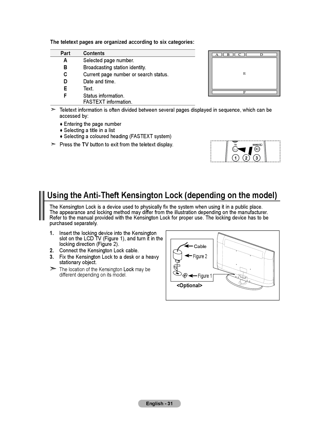 Samsung BN68-01518H-00 user manual Using the Anti-Theft Kensington Lock depending on the model, Locking direction Figure 