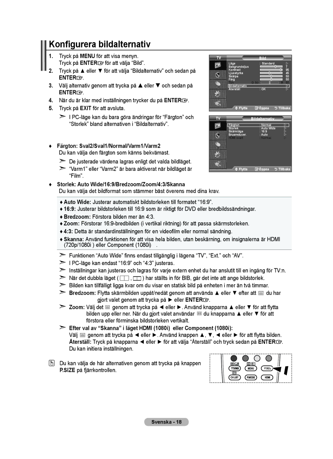 Samsung BN68-01518H-00 user manual Tryck på Menu för att visa menyn, Tryck på Enter För att välja Bild, Film 