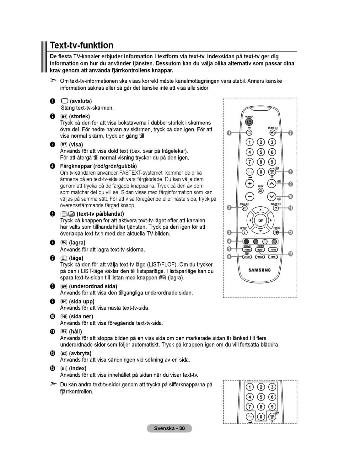 Samsung BN68-01518H-00 user manual Text-tv-funktion 