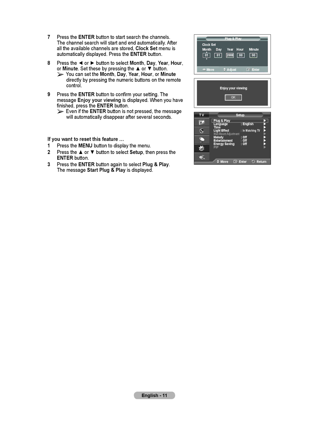 Samsung BN68-01528B-02 user manual If you want to reset this feature … 