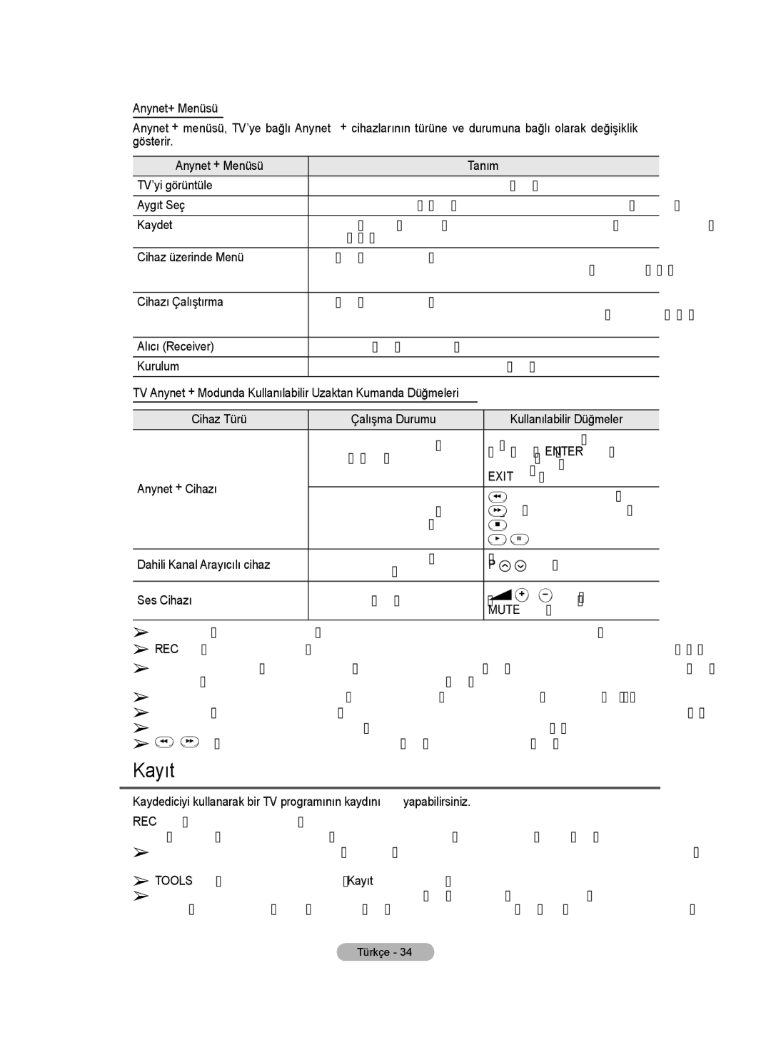 Samsung BN68-01528B-02 user manual Kayıt 