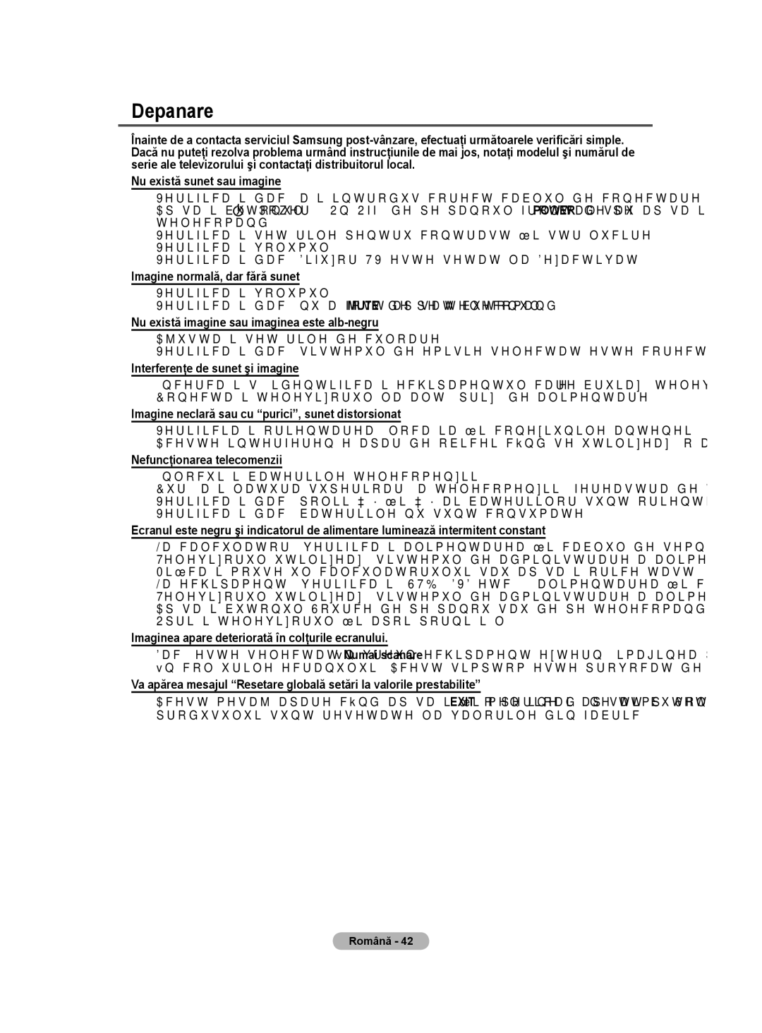 Samsung BN68-01528B-02 user manual Depanare 