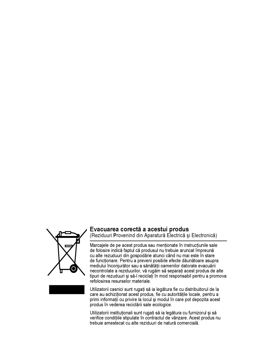 Samsung BN68-01528B-02 user manual Evacuarea corectă a acestui produs 