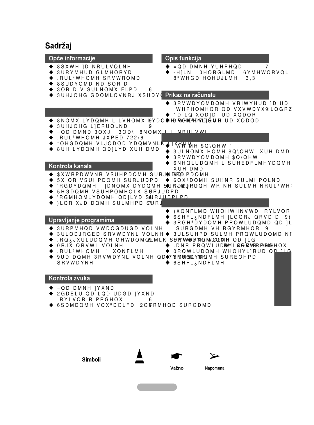 Samsung BN68-01528B-02 user manual Sadržaj 