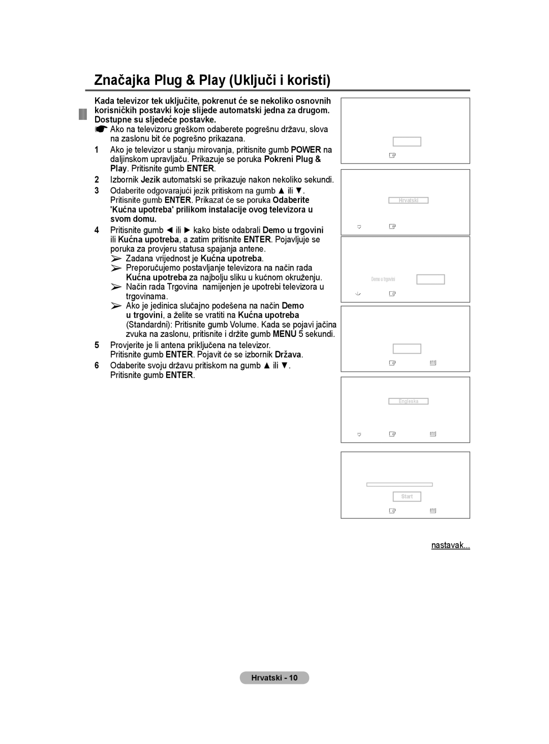 Samsung BN68-01528B-02 user manual Značajka Plug & Play Uključi i koristi, Zadana vrijednost je Kućna upotreba 