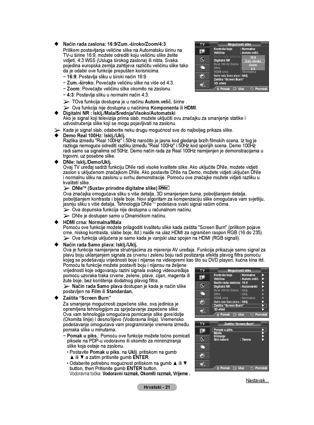 Samsung BN68-01528B-02 user manual Žute boje, bez korištenja dodatnog plavog filtra, Postavljen na Film ili Standardan 