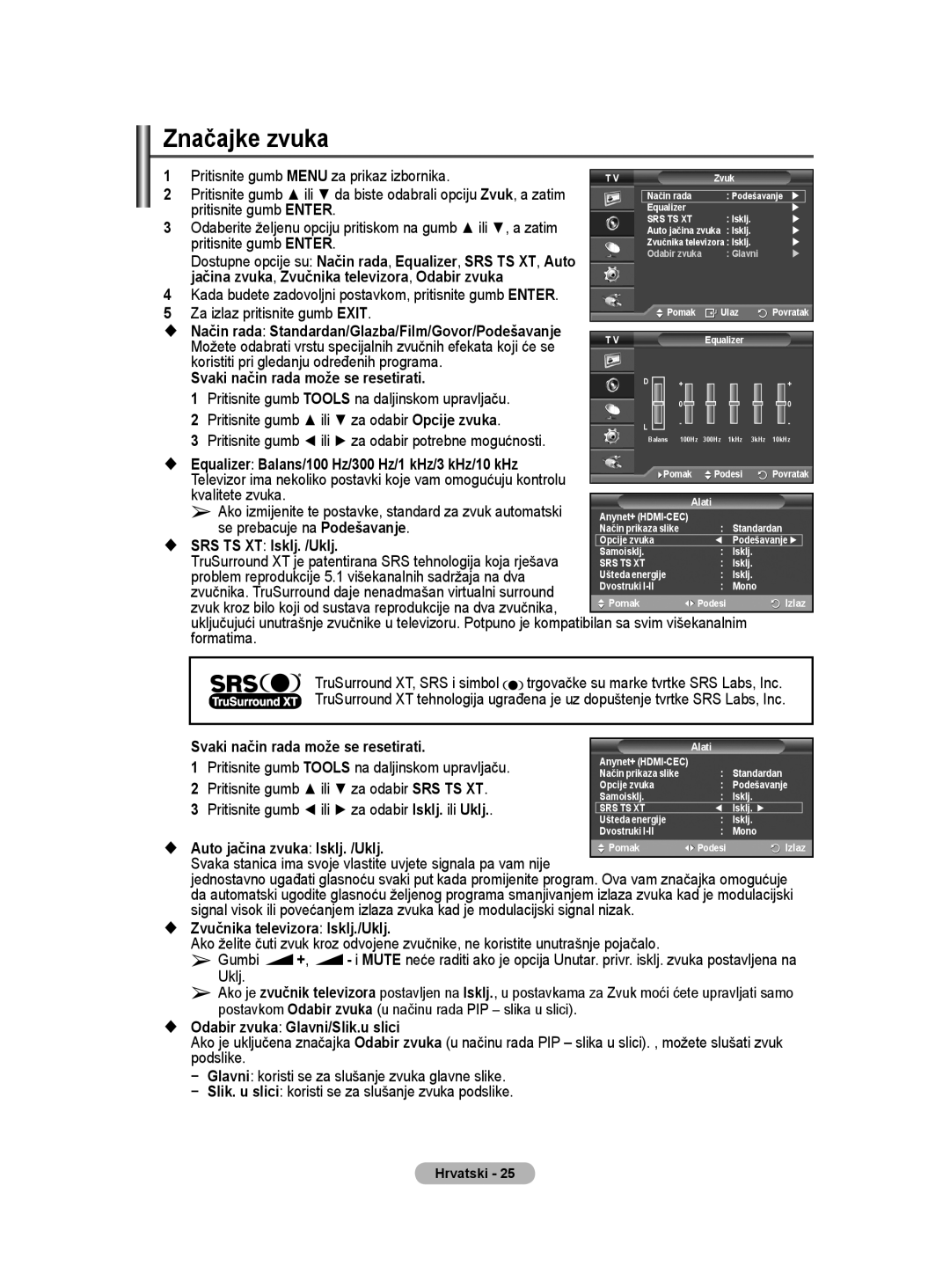 Samsung BN68-01528B-02 user manual Značajke zvuka 