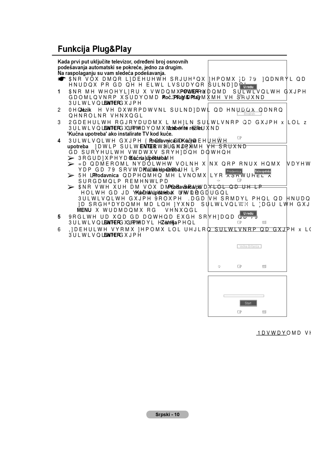 Samsung BN68-01528B-02 user manual Funkcija Plug&Play, Podrazumevani izbor je Kućna upotreba 