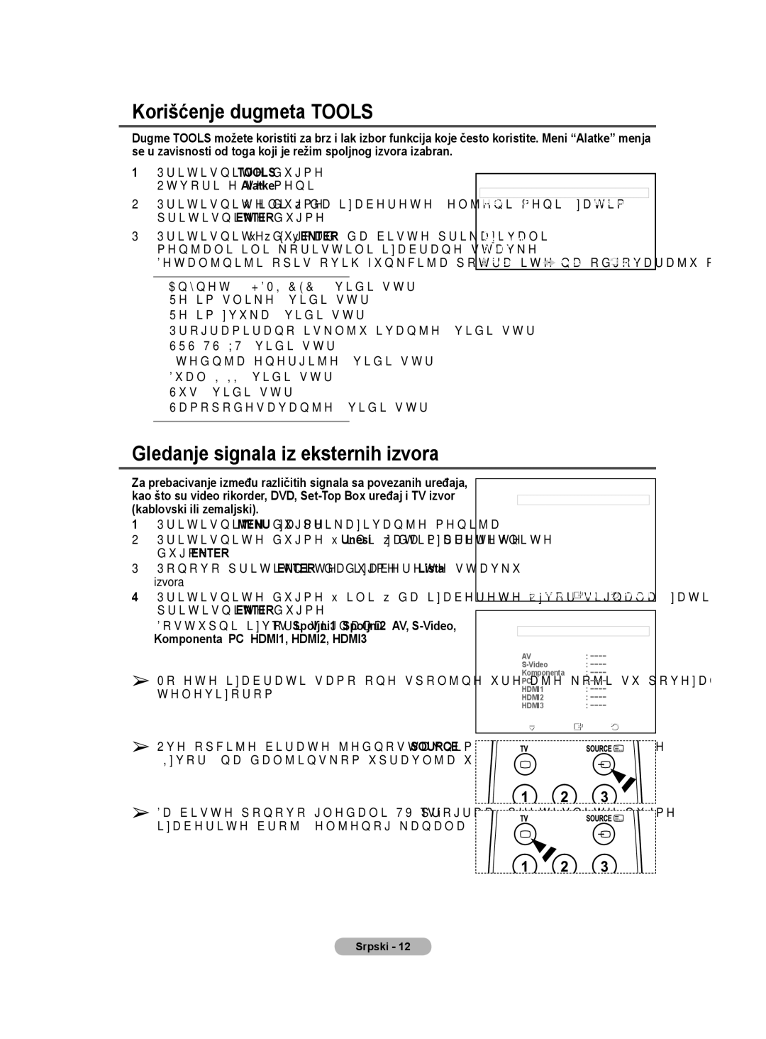 Samsung BN68-01528B-02 user manual Korišćenje dugmeta Tools, Gledanje signala iz eksternih izvora 