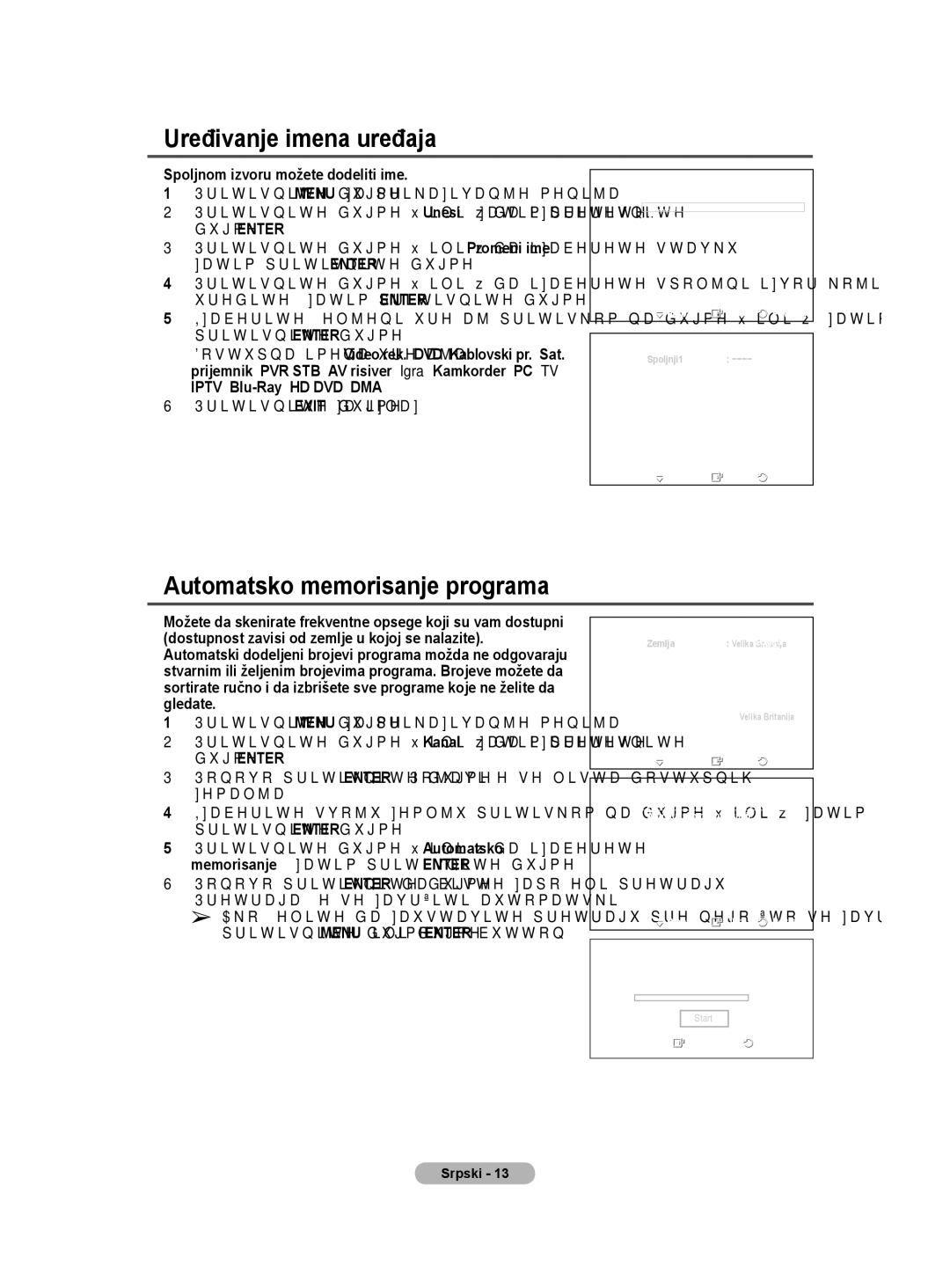 Samsung BN68-01528B-02 Uređivanje imena uređaja, Automatsko memorisanje programa, Spoljnom izvoru možete dodeliti ime 