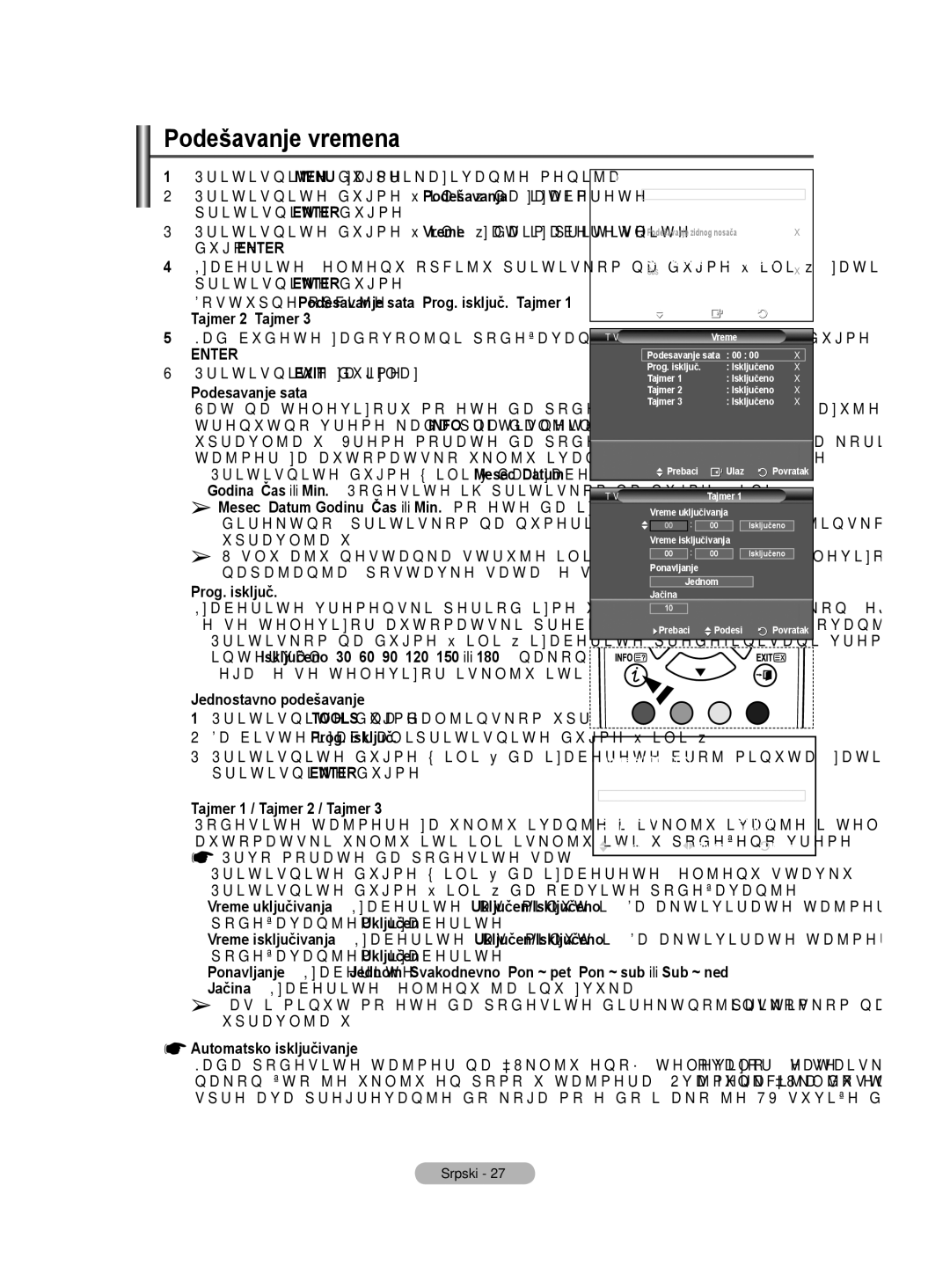 Samsung BN68-01528B-02 user manual Podešavanje vremena 