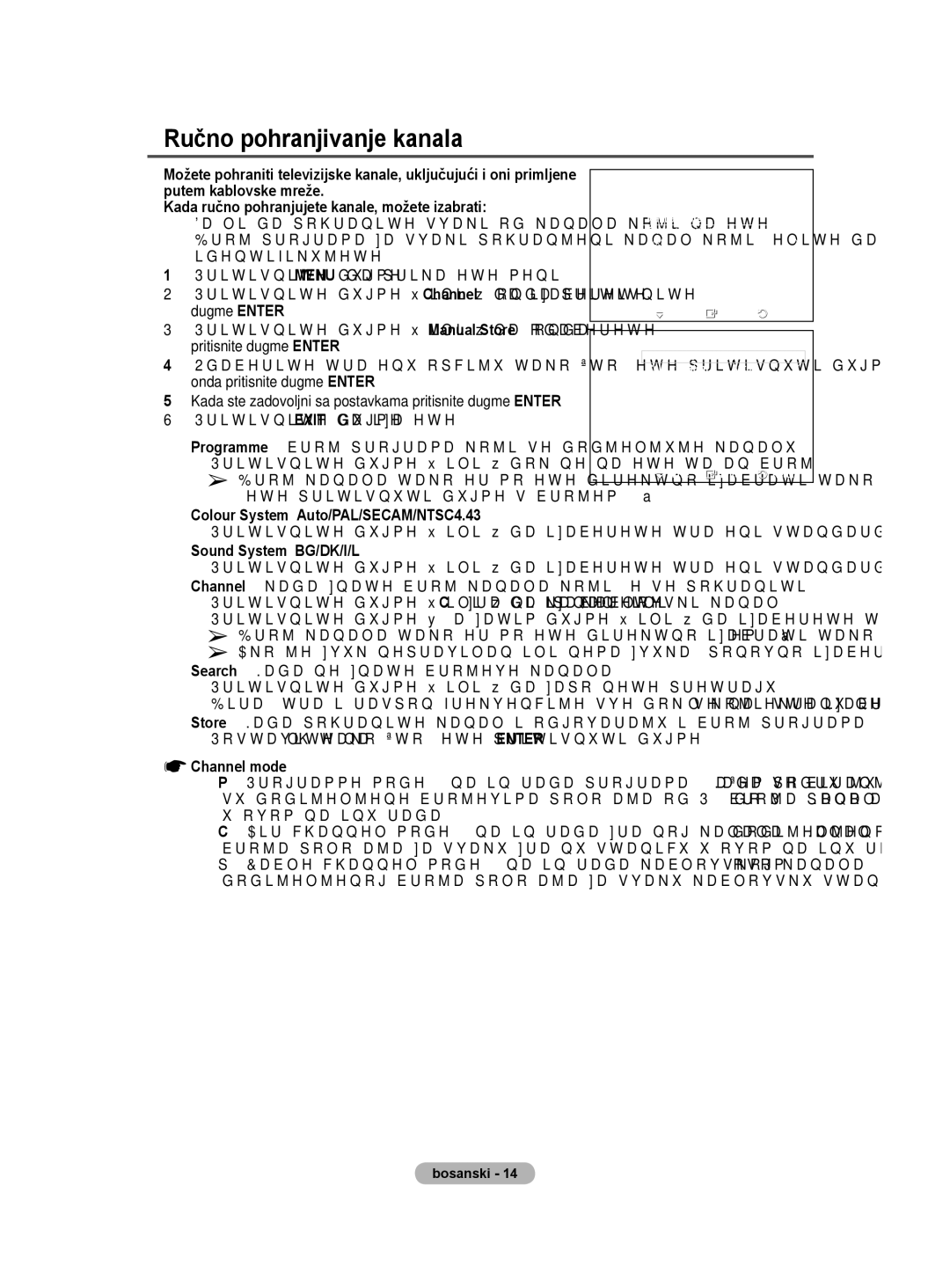 Samsung BN68-01528B-02 user manual Ručno pohranjivanje kanala 