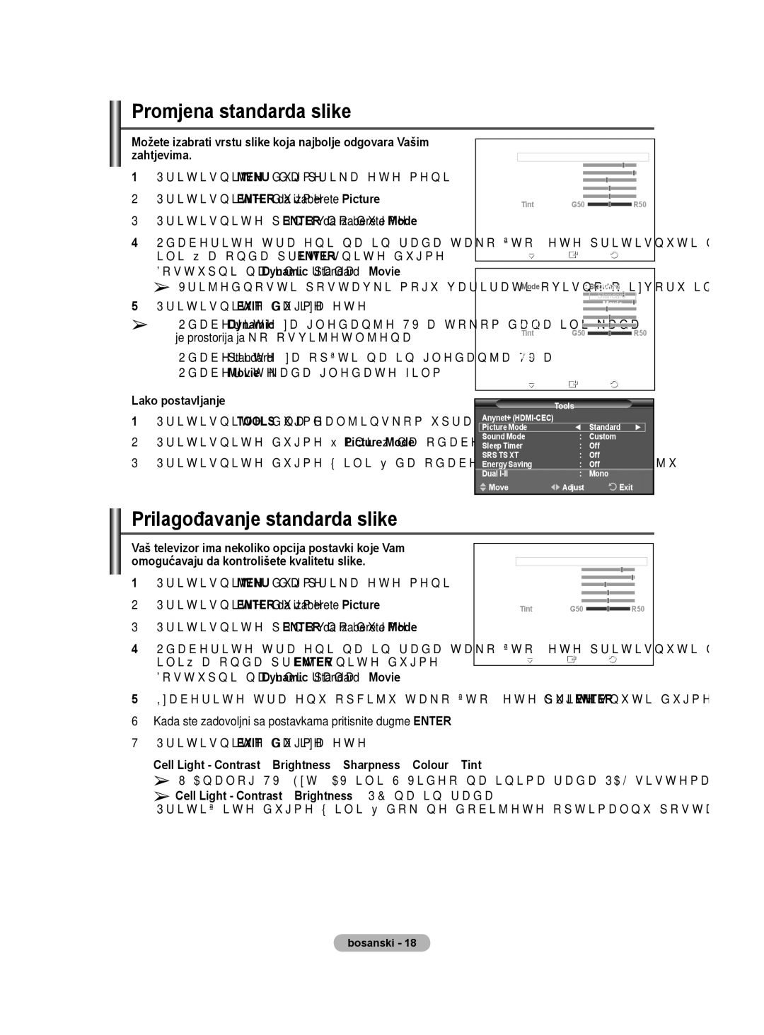 Samsung BN68-01528B-02 user manual Prilagođavanje standarda slike, Lako postavljanje 