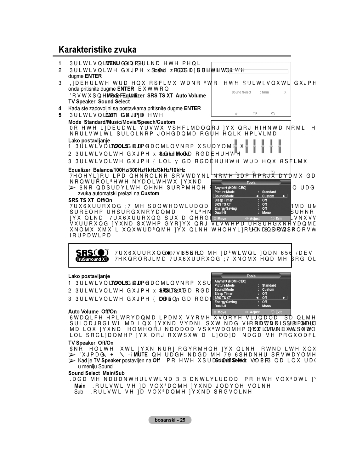 Samsung BN68-01528B-02 user manual Karakteristike zvuka 