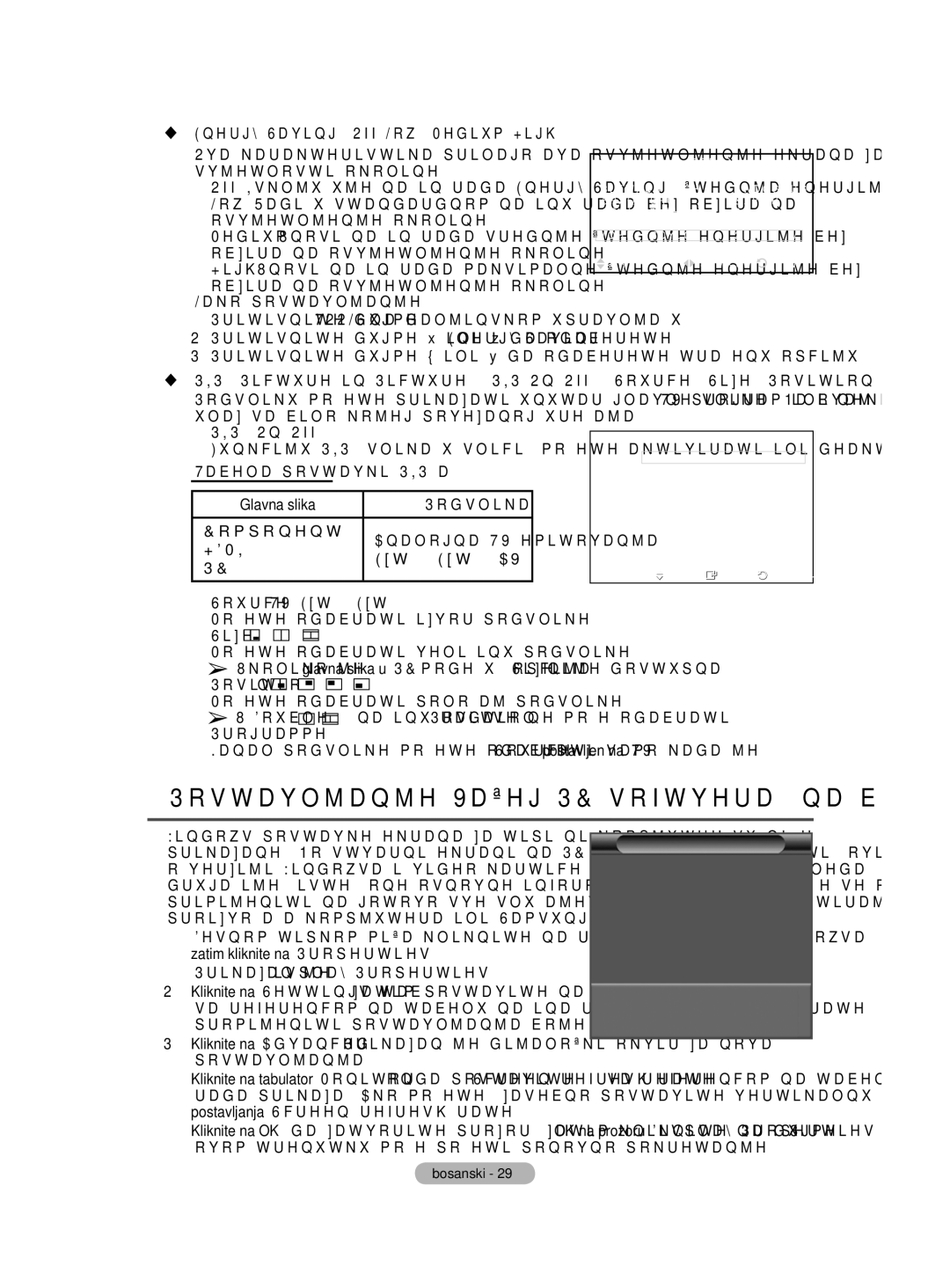 Samsung BN68-01528B-02 user manual Postavljanje Vašeg PC softvera na bazi sistema Windows XP, Tabela postavki PIP-a 